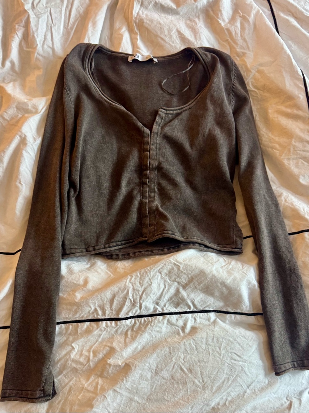 Zara washed effect long sleeve top- Size Large